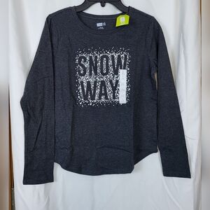 Crazy 8 Girls Charcoal Gray Snow Way Long Sleeve Scoop Neck Top Size L10/12 New‎